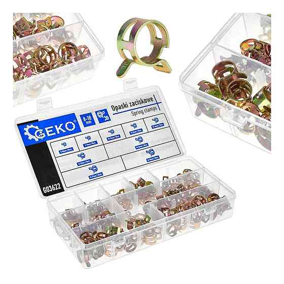 РемНабір затискачів пружинних сталевих "GeKo" комплект:  9 розмірів -   135 штук Стрый