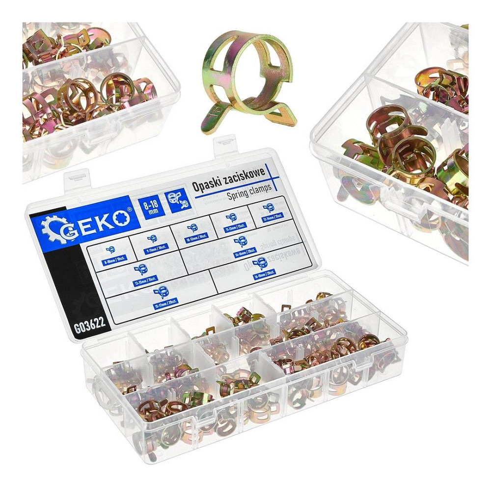 РемНабір затискачів пружинних сталевих "GeKo" комплект:  9 розмірів -   135 штук Стрый - изображение 1