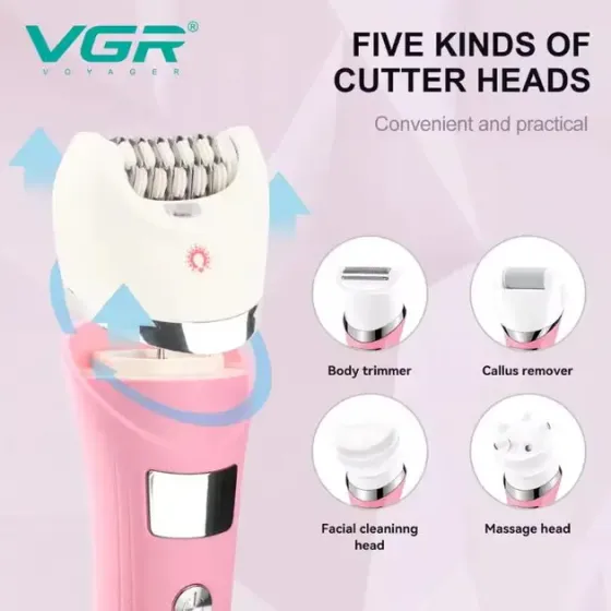 Многофункциональный аккумуляторный эпилятор с подсветкой VGR V-759 5в1 женская электробритва Коломыя