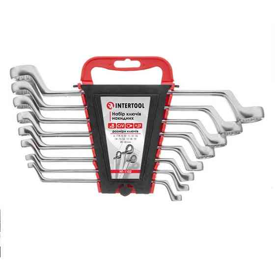 Набір ключів накидних, 8 шт., 6-22 мм., Cr-V INTERTOOL HT-1102 Киев