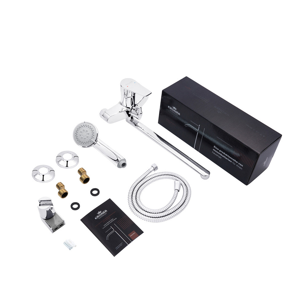 Смеситель для ванны с душевым гарнитуром Kroner KRP Enzo - C070 длинный излив Киев - изображение 8