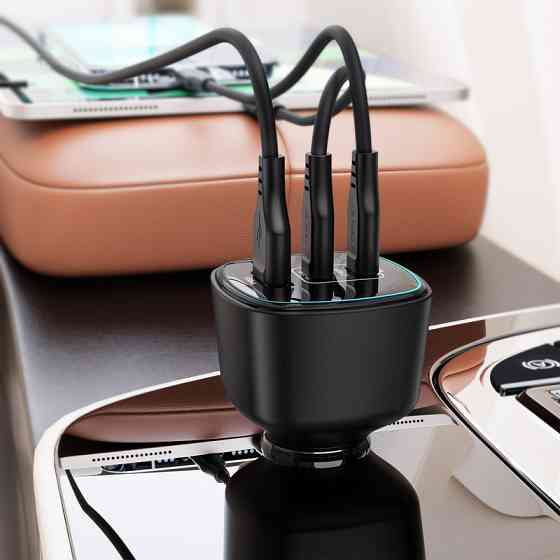 Автомобільний зарядний пристрій ACEFAST B18 200W(2USB-C+USB-A)fast car charger Black Одеса