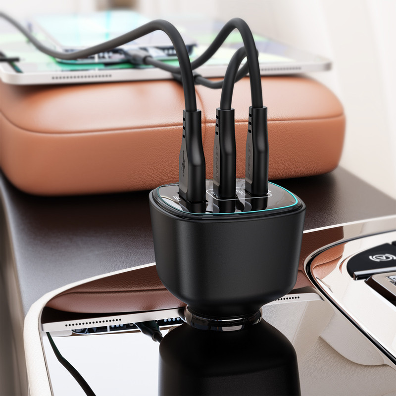 Автомобільний зарядний пристрій ACEFAST B18 200W(2USB-C+USB-A)fast car charger Black Одеса - фото 6