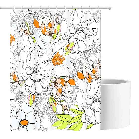 Шторка для ванны и душа и из полиэстера водонепроницаемая Bathlux 180x180 см с кольцами для ванной комнаты Каменец-Подольский