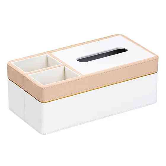 Салфетница-органайзер из эко-кожи 3 отделения 27*14*'10 см Белый с бежевым HP9190 Киев