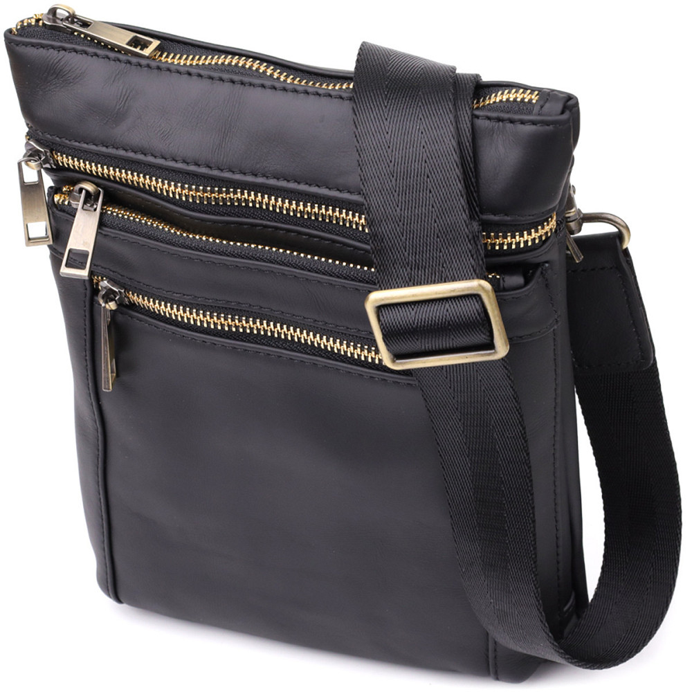 Повседневная мужская сумка из натуральной кожи Vintage 23037 Черный Киев - изображение 1