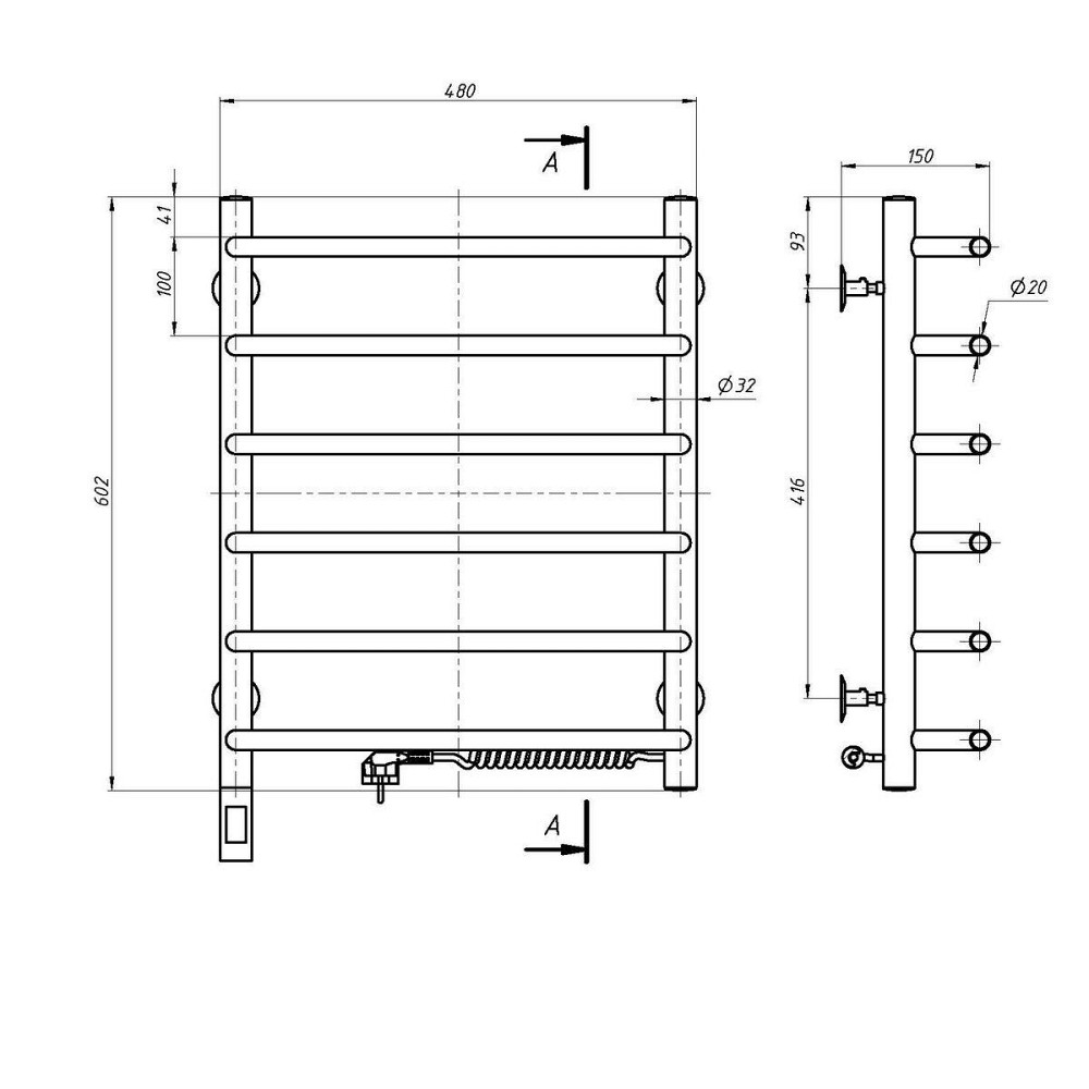 Рушникосушарка електрична NAVIN Симфонія 480х600 права сенсор з таймером Київ - фото 7