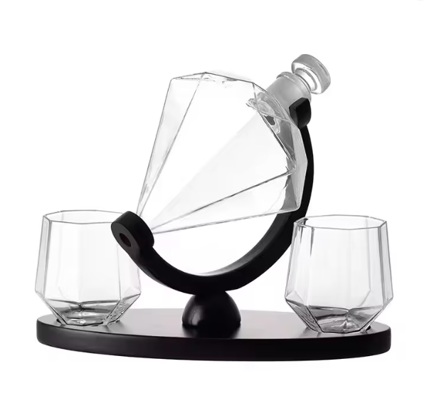Набор Декантер Бриллиант Кристалл Алмаз Diamond с 2 бокалами на овальной подставке Кременчуг - изображение 7