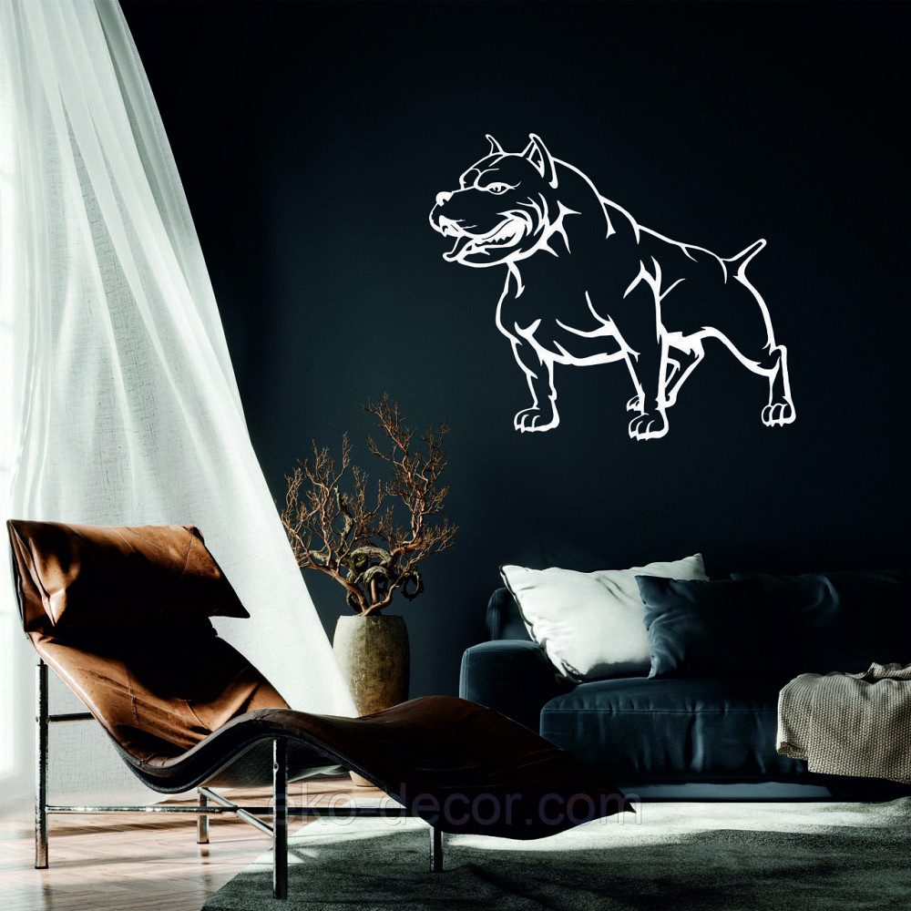 Декоративное настенное Панно «Американский питбультерьер» Декор на стену 90*75 см, Белый Киев - изображение 1