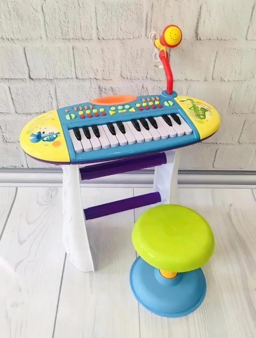 Синтезатор дитячий LIMO TOY з караоке на 24 клавішами на ніжках зі стільчиком та мікрофоном Блакитний (BB383BD) Чернігів - фото 2