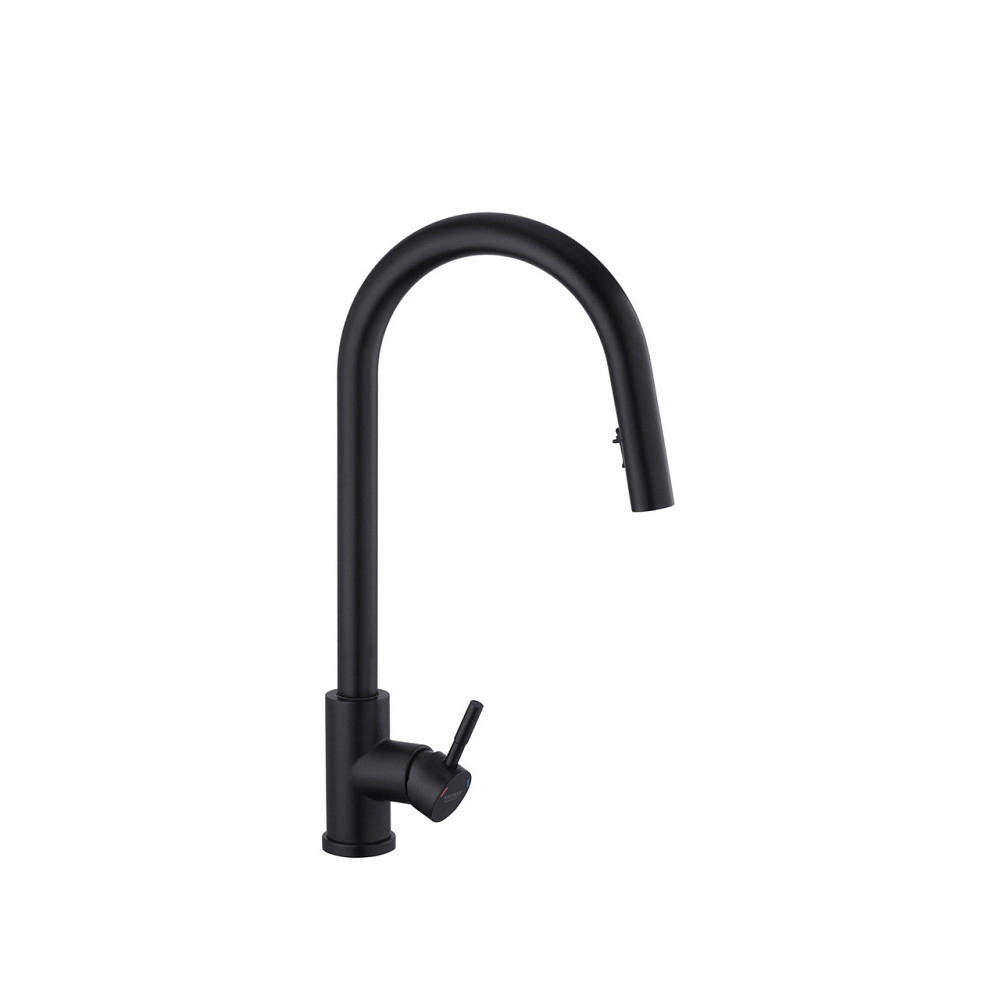 Змішувач для кухні з висувним виливом Kroner KRP Edelstahl Klassisch - SCH03915 чорний Київ - фото 4