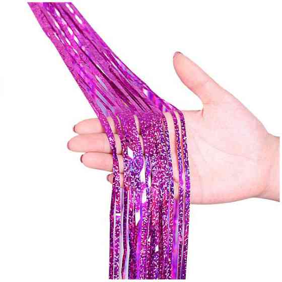 Дощик для фотозони довгий з голограмою 4 м на 1 м малиновий Київ