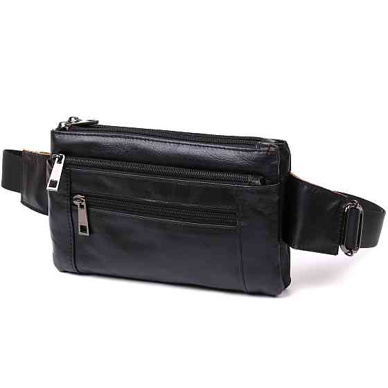 Чоловіча сумка на пояс із натуральної шкіри Vintage 20474 Чорний Київ