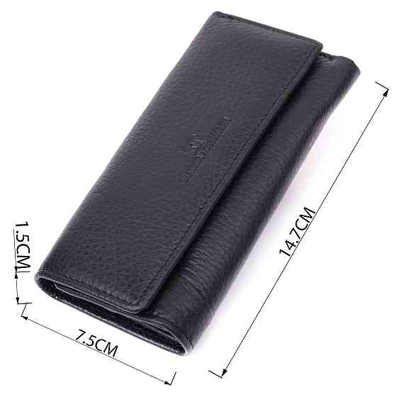 Велика ключниця з функцією гаманця з натуральної шкіри ST Leather 22492 Чорний Київ