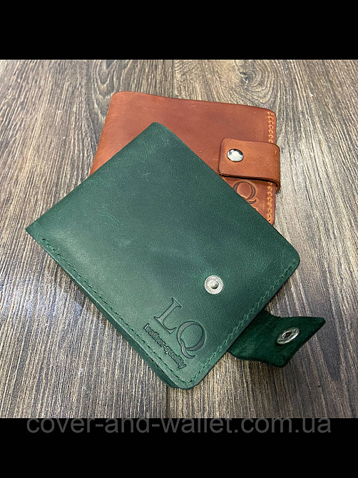 Винтажный кожаный кошелек ручной работы зеленого цвета LQ Leather Киев - изображение 2