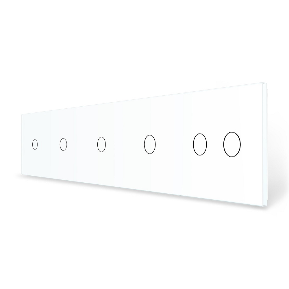 Рамка 5-постова для чотирьох 1-сенсорних та одного 2-сенсорного вимикачів (1-1-1-1-2) LIVOLO, загартоване скло, біла, 365×80 мм (VL-P701/01/01/01/02-1 Коломия - фото 4