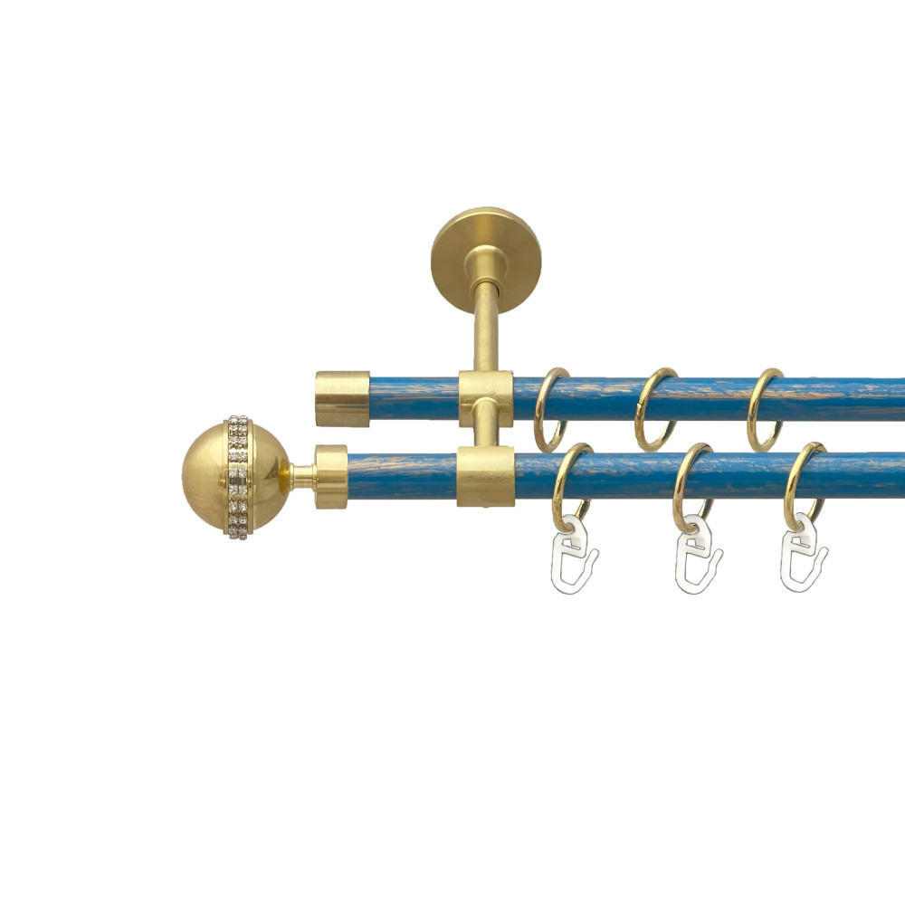Карниз Orvit Авея металевий дворядний закритий гладка труба кільце металеве Золото Матове - Блакить 16\16 мм 160 см (00-00025016) Львів - фото 1