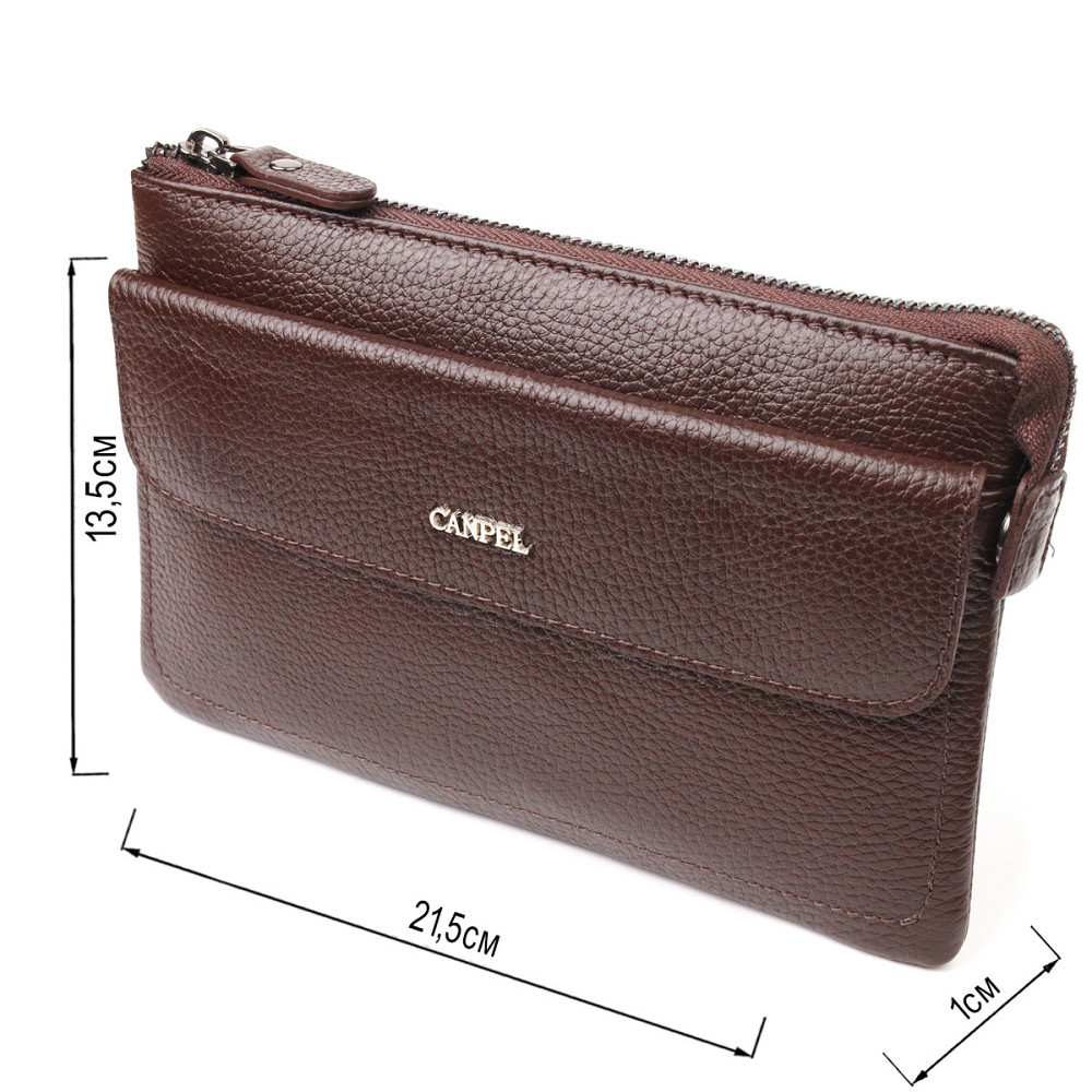 Стильный клатч для мужчин из натуральной кожи CANPELLINI 21548 Коричневый Киев - изображение 9