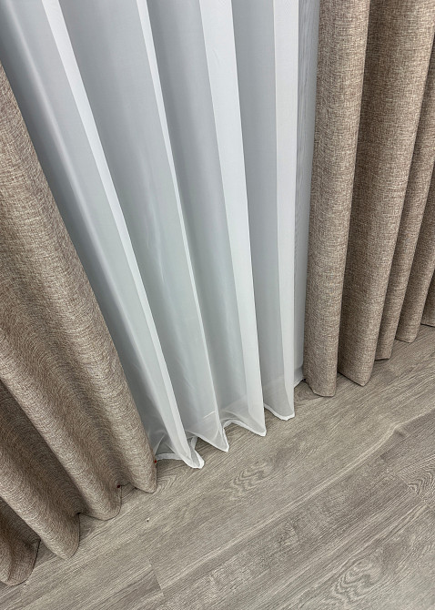 Однотонна тканина "Льон мішковина" висота 2,8м колір світло-кавовий 113ш Київ - фото 6