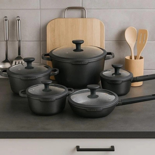 Каструля з нержавіючої сталі, Каструлі з прозорими кришками, Комплект каструль, Хороший набір каструль DV-26 Івано-Франківськ - фото 1