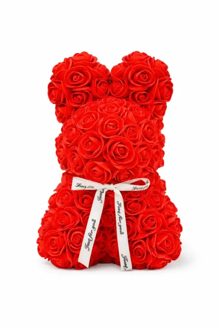 Зайчик из 3D роз в подарочной коробке KR-21 17/17/25см Красный Коломыя - изображение 1