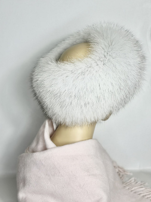 Меховая повязка на голову песцовая Белый вуалевая Харьков - изображение 3
