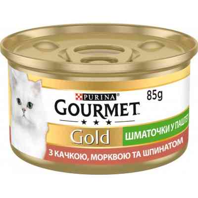 Паштет для кошек Purina Gourmet Gold. С уткой, морковью и шпинатом. Кусочки в паштете 85 г (7613033728778) Винница