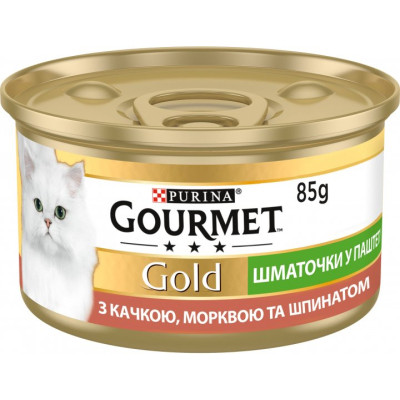 Паштет для кошек Purina Gourmet Gold. С уткой, морковью и шпинатом. Кусочки в паштете 85 г (7613033728778) Винница - изображение 1