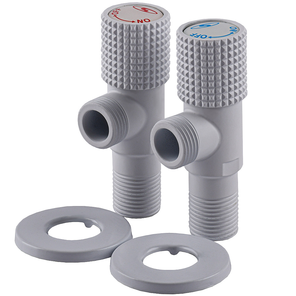 !!Набір кранів кутових кераміка SOLOMON EXCLUSIVE 1/2″X1/2″ 9889 WW  (White/White) (комплект2шт.) Тернопіль - фото 1