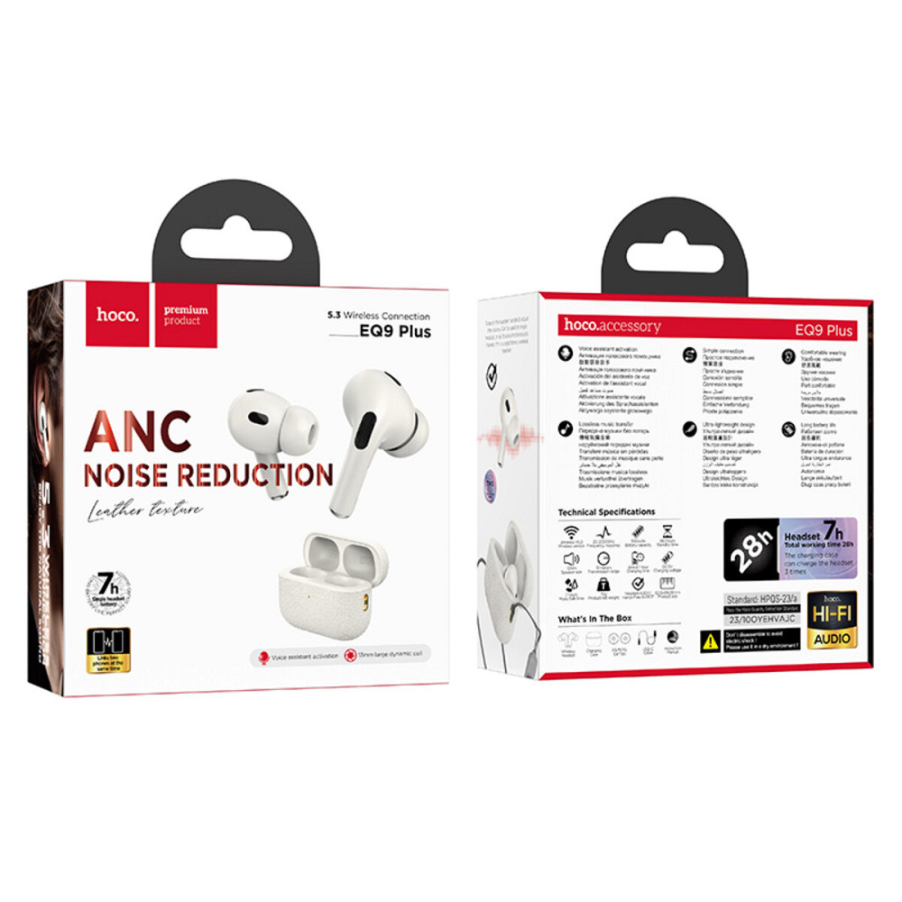 Навушники HOCO EQ9 Plus Duke true wireless ANC Noise Reduction BT headset Milky White (6942007612852 ) Киев - изображение 4