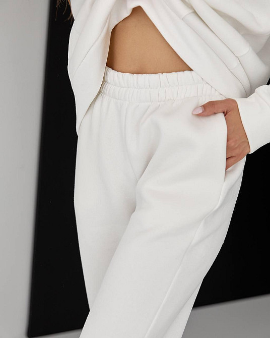 Женский спортивный теплый костюм оверсайз Молочный S Харьков - изображение 7