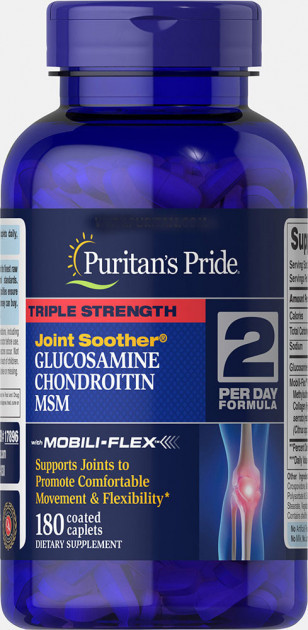 Хондропротектор Glucosamine, Chondroitin & MSM Triple Strength Joint Soother 180 Capl Луцьк - фото 1