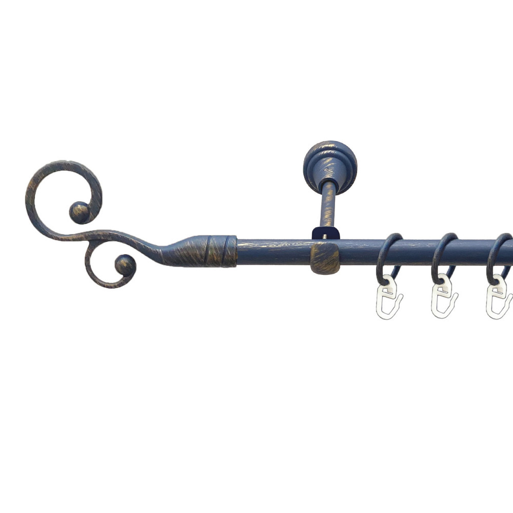 Карниз Orvit Флорес металевий однорядний відкритий Блакить Золота 16 мм 240 см (00-00009168) Львов - изображение 1