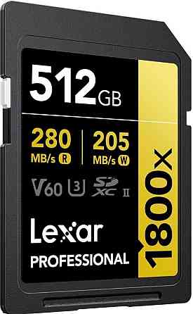 Карта памяти Lexar 512GB Professional 1800x UHS-II SDXC GOLD Series. Киев