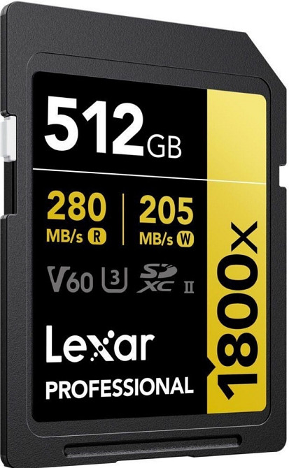 Карта памяти Lexar 512GB Professional 1800x UHS-II SDXC GOLD Series. Киев - изображение 3