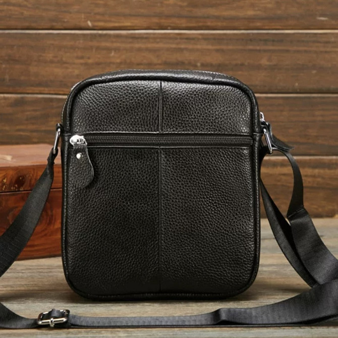 Мужская кожаная сумка через плечо черная Tiding Bag LA3314-1BL Каменское - изображение 7