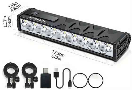 Супер яскрава велосипедна фара 17 LED 3000LM 8000mAh Одеса