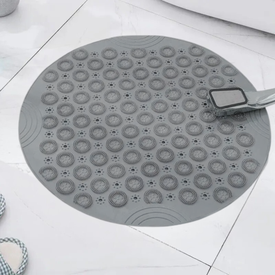 Силиконовый круглый коврик противоскользящий Bathlux на присосках для ванны и душа 55х55 см, Серый Каменец-Подольский
