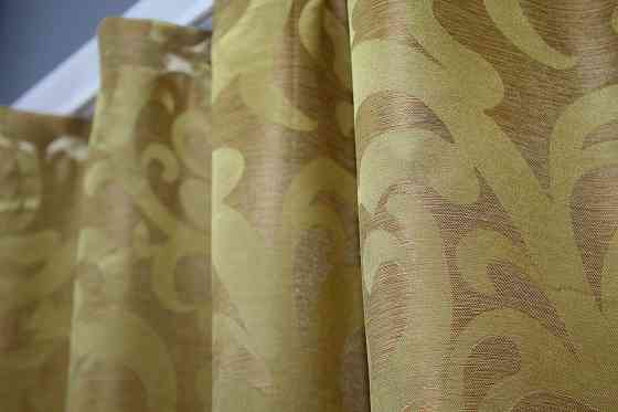 Комплект коротких штор VR-Textil жакард Вензель № 091ш 130х170 см 2 шт Золотистий (35-0050) Київ