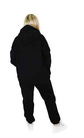 Женский спортивный теплый костюм на флисе батал Черный р 4XL/5XL Харьков