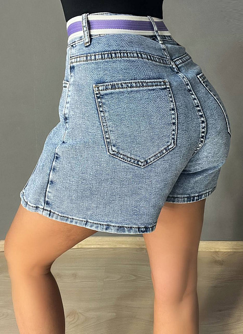 Шорты юбка женские джинсовые Vanver 8097 с поясом короткие голубые, голубой, 26, 26, 74 см, 100 см Киев - изображение 14