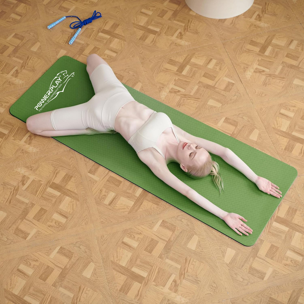 Килимок для йоги та фітнесу PowerPlay 4150 TPE Premium Performance Mat Зелений (183x61x0.6 см.) Каменское - изображение 4