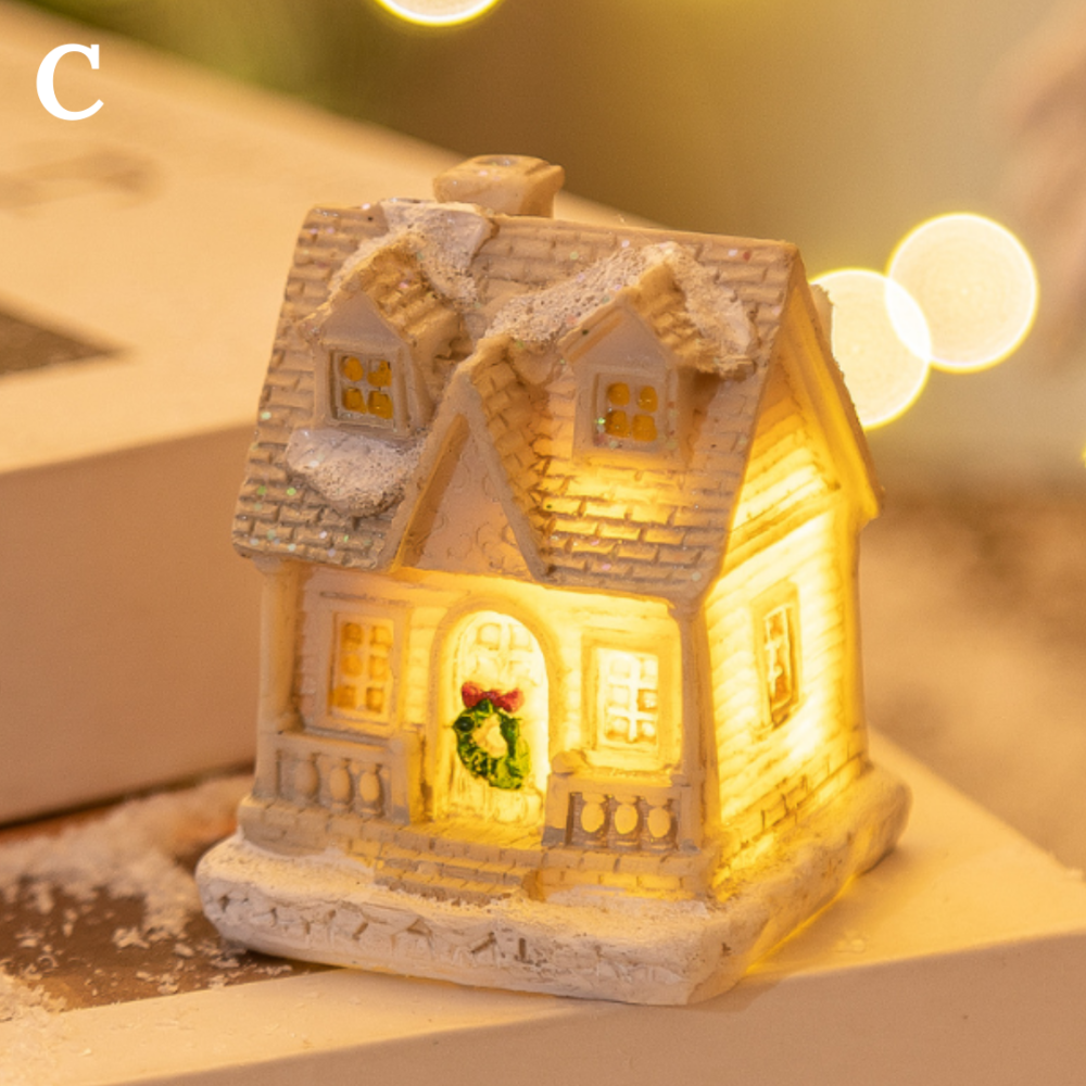 Белые Новогодние домики 6 х 5 см с подсветкой из полистоуна. С Одесса - изображение 1