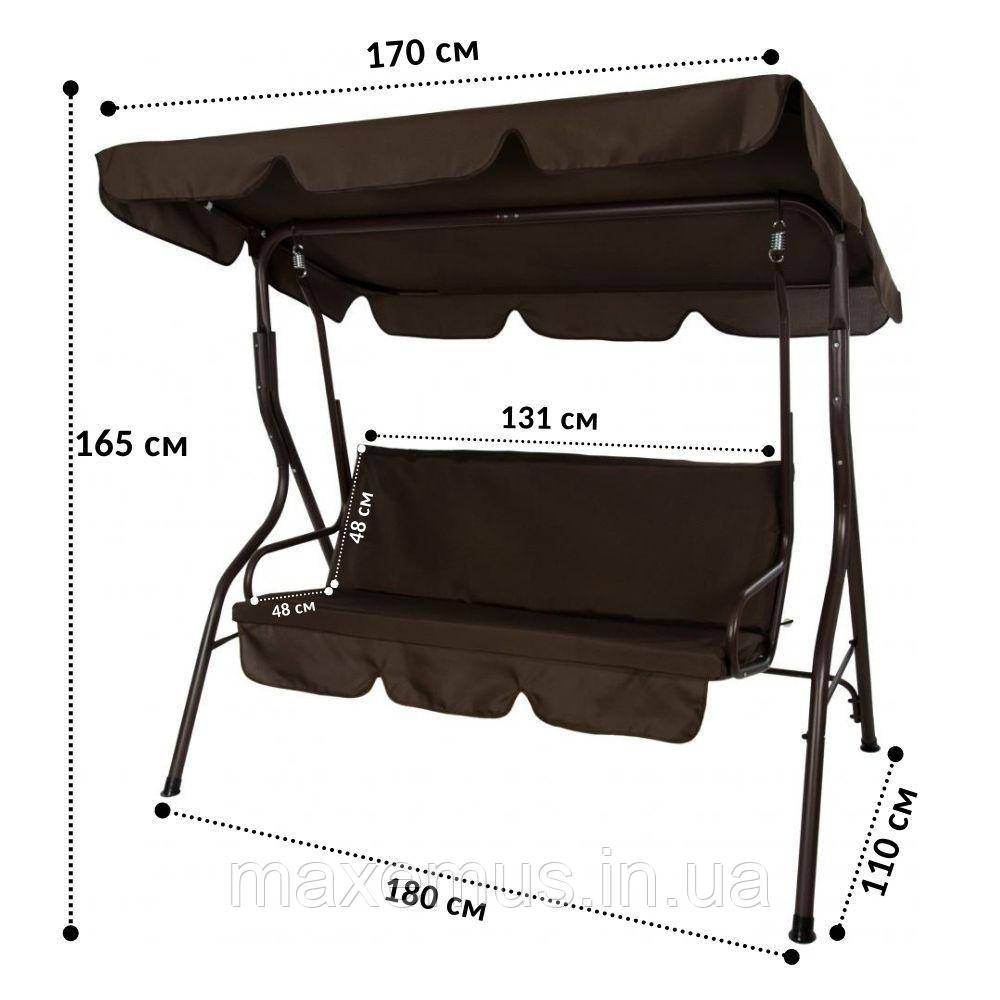 Садовые качели Bonro Relax для сада и дачи 3-х местная качели с навесом коричневая Мостиська - фото 20