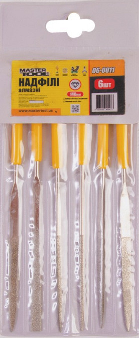 MASTERTOOL Надфілі алмазні MASTERTOOL з пластиковою ручкою 140 мм набір 6 шт 06-0011 Коломия - фото 4