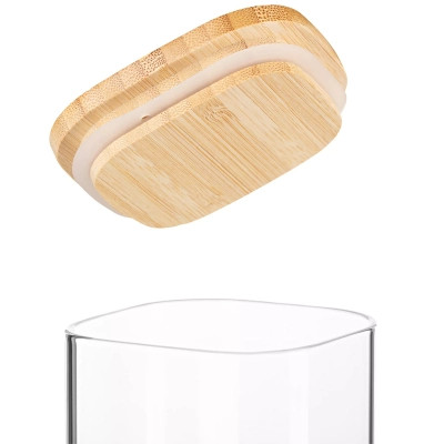 Емкость для сыпучих продуктов Ardesto Midori 700мл, скло, бамбук, квадратна, прозорий (AR1370BBS) Вінниця - фото 2