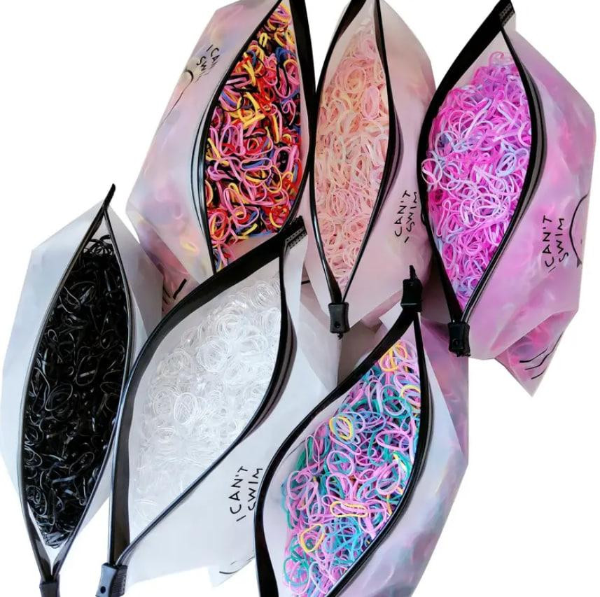 Набор силиконовых резинок для волос 1000 шт, розовые и чёрные, мини резинки для причёсок Киев - изображение 2