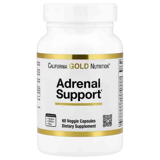 Поддержка надпочечников California Gold Nutrition Adrenal Support with L-Tyrosine, Rhodiola Ashwagandha and Eleuthero 60 Veggie Capsules Луцк