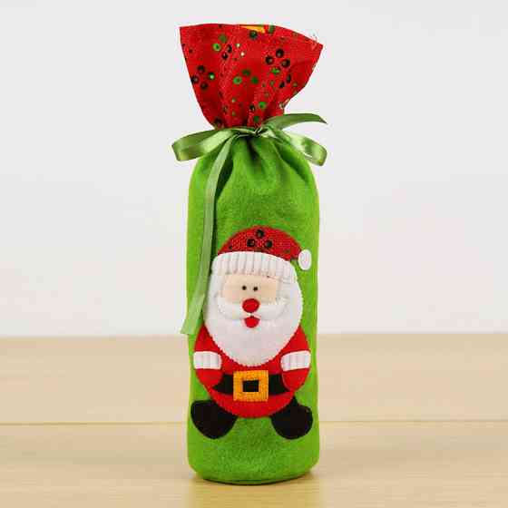 Чехол на бутылку новогодний с пайетками Дед Мороз 32 на 13 см разноцветный Киев