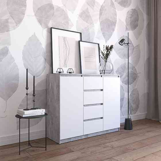 Комод VAYS R-11, 4 шухляди та 2 відділення з полицями, без ручок, ЛДСП, 120×40×98 см - для спальні, вітальні, передпокою Львів